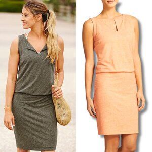 Athleta Vida Dress, Tiger Lily Orange Heather M - Soft Linen Blend, Sleeveless